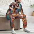 thumbnail image 7 of Gaeub Artistic Orange Carnation Skull Mens Pajamas Set Mens Sleepwear with Long Sleeve Top & Bottoms PJs-Small, 7 of 7