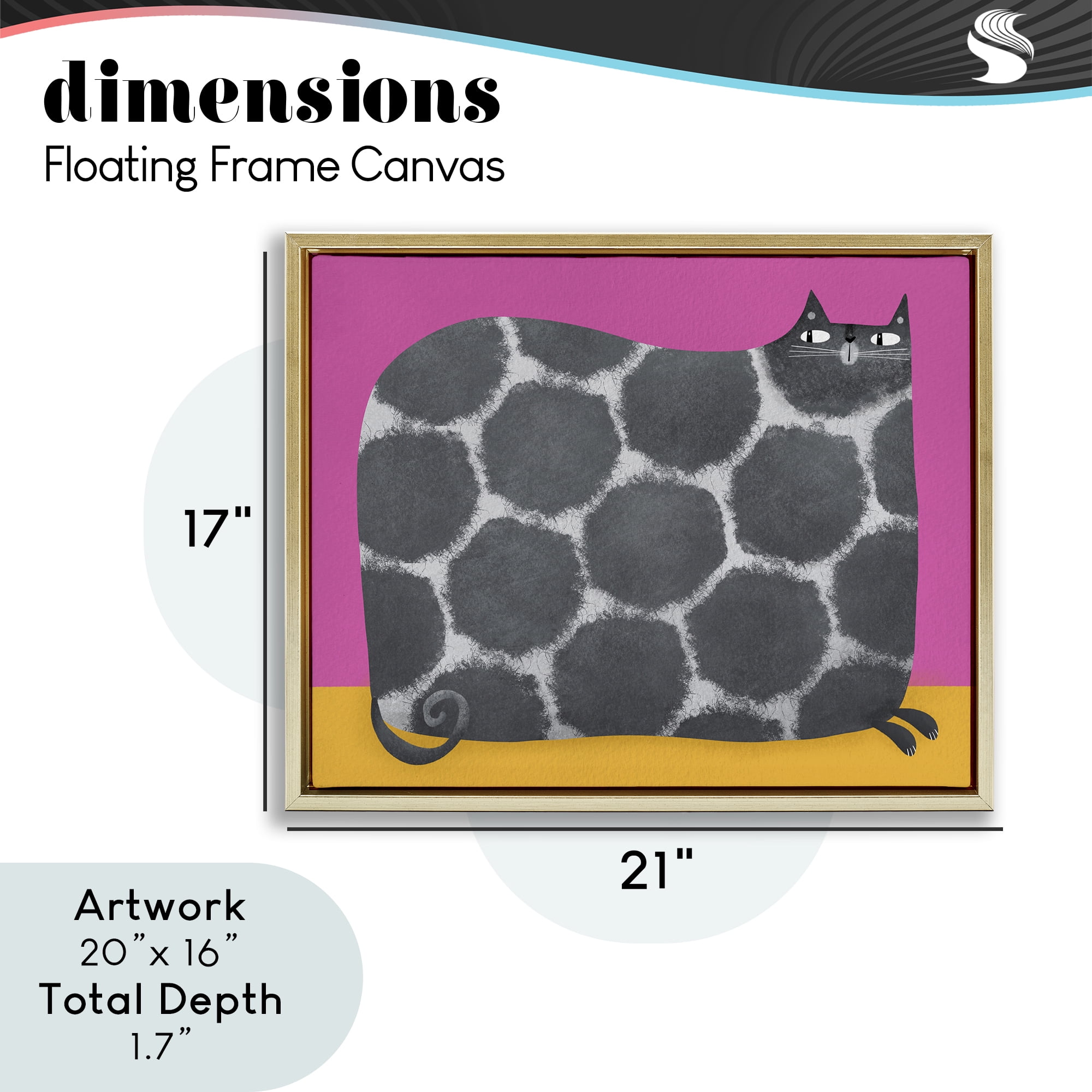 Stupell Industries Big Spots on Cat Gold Framed Floater Canvas Wall Art, design by Gabriela Avila