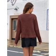 thumbnail image 4 of Womens Knit Cardigan Sweaters Fall Fashion Long Sleeve Open Front Down Casual Jacket Winter Clothes Caramel Color L, 4 of 7