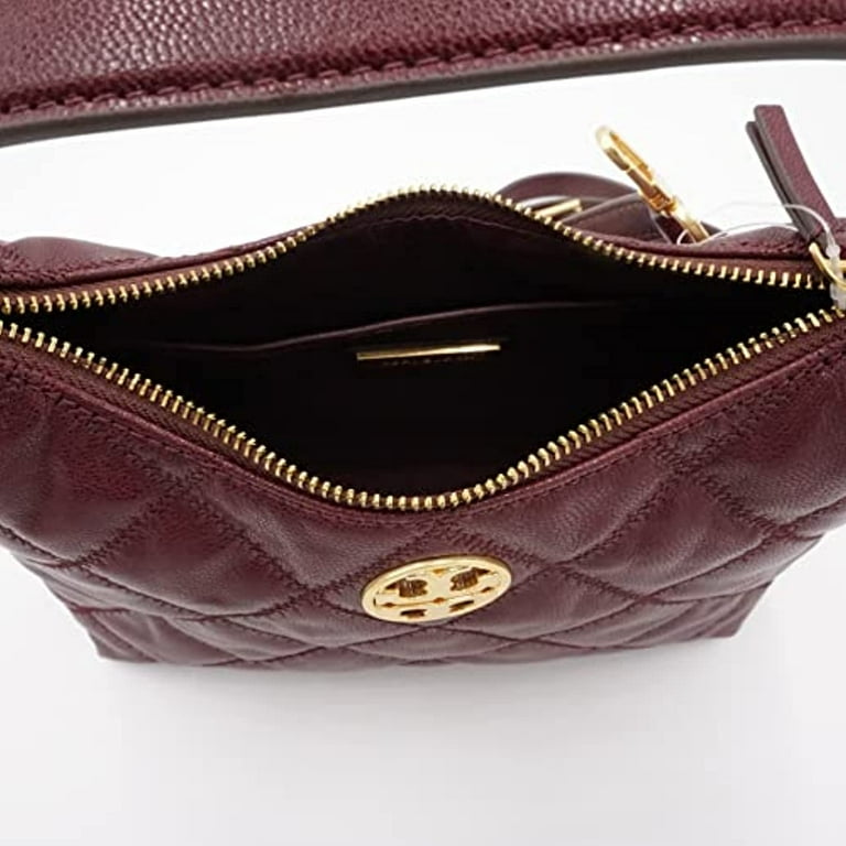 Tory Burch Women s Willa Quilted Leather Mini Hobo Bag Claret Walmart