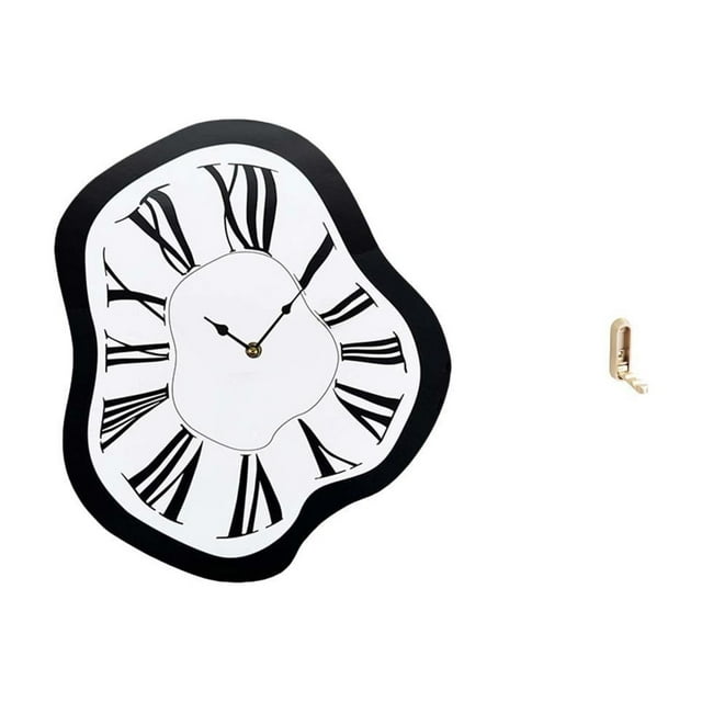 Reloj de pared,Reloj de pared interior nórdico con números romanos,Relojes distorsionados Reloj electrónico de lujo moderno,Gancho de pared plegable,Percheros plegables de pared