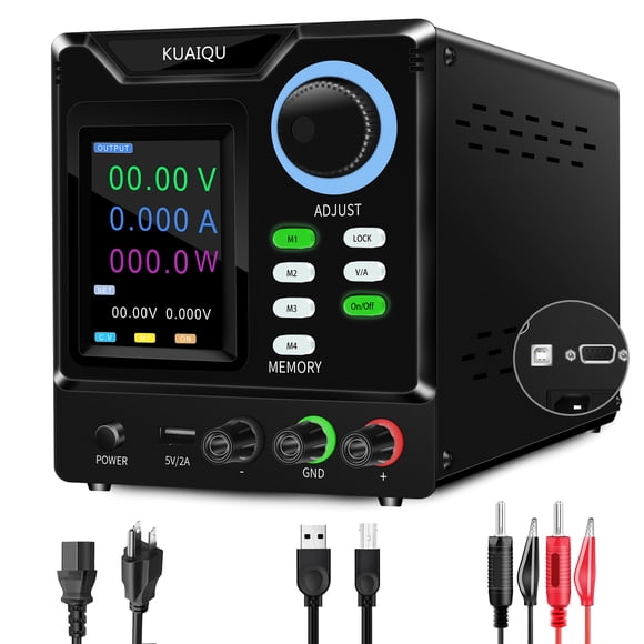 KUAIQU 600V 1A DC Power Supply Variable Programmable Bench Power Supply with Memory Storage Encoder Knob 232 Port Output Switch Lock Button, Colour Display Adjustable Regulated for Battery Charging