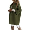 thumbnail image 3 of Dyfzdhu Wool Coats for Women 3/4 Sleeve Button Down Trench Coat Fall Winter Long Overcoat Army Green L, 3 of 5