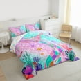 thumbnail image 3 of Feelyou Sea Mermaid Princess Twin Comforter Sets, Blue Pink Fish Scale Bedding Set, 2pcs, 3 of 8