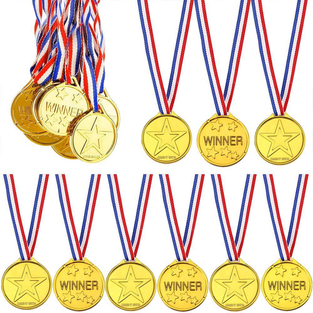 144 KIDS OLYMPIC GOLD WINNERS MEDALS PARTY GAMES BAG PRIZES GIFTS 
