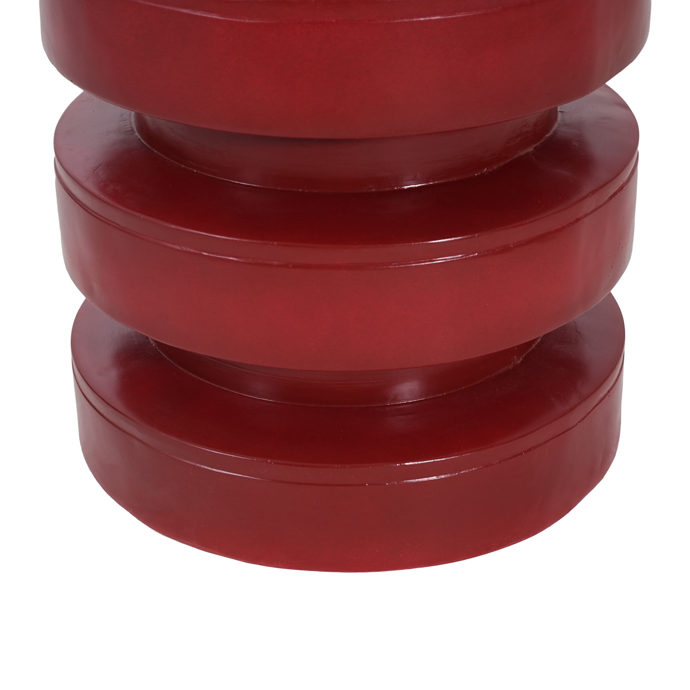 Christopher Knight Home 14.2" MGO Round Side Table, 3-Tier Indoor Outdoor Accent End Table, Red