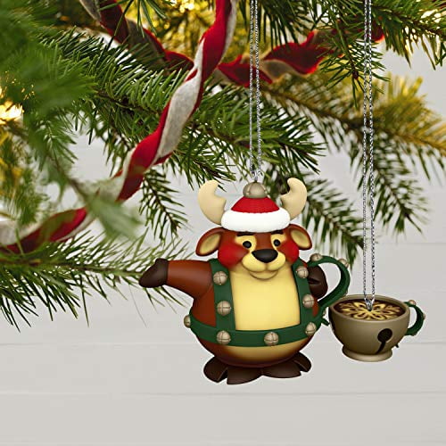 Set of 2 Tea Time Reindeer Teapot and Jingle Bell Teacup Hallmark Keepsake Christmas Ornaments 2020 Porcelain