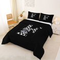 thumbnail image 2 of Erosebridal Checkered Bow Letter F Queen Comforter Set for Girls, Black White Ribbon Bedding Comforter Set, Black Reversible, 3-Piece, 2 of 6