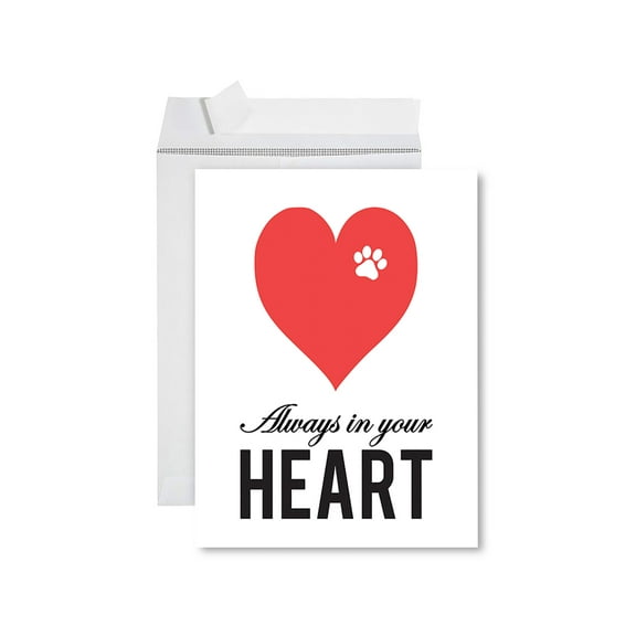 Koyal Wholesale Jumbo Pet Sympathy Card with Envelope, Sorry For Your Loss Card, Always In Your Heart, 8.5" x 11", 1-Pk