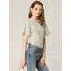 thumbnail image 3 of Blusa De Gasa Con Cuello Redondo Y Manga Corta Con Estampado De Mariposa Para Mujer Beige M, 3 of 6