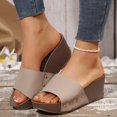 thumbnail image 2 of Dakaela Women's Platform Wedge Sandals Open Toe Slip on Slides Cork Heeled Comfortable Summer Shoes, 2 of 7