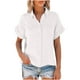 thumbnail image 2 of Camisa Fnochy con botones para mujer, informal, de manga larga o corta, holgada, de lino con cuello, blusa de trabajo, top de otoño con bolsillo, 2 of 6