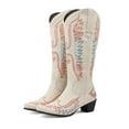 thumbnail image 7 of UngA Womens Boots Mid Calf Cowboy Boots for Women Mid Calf Fashion Cowgirl Boots Beige,7, 7 of 7