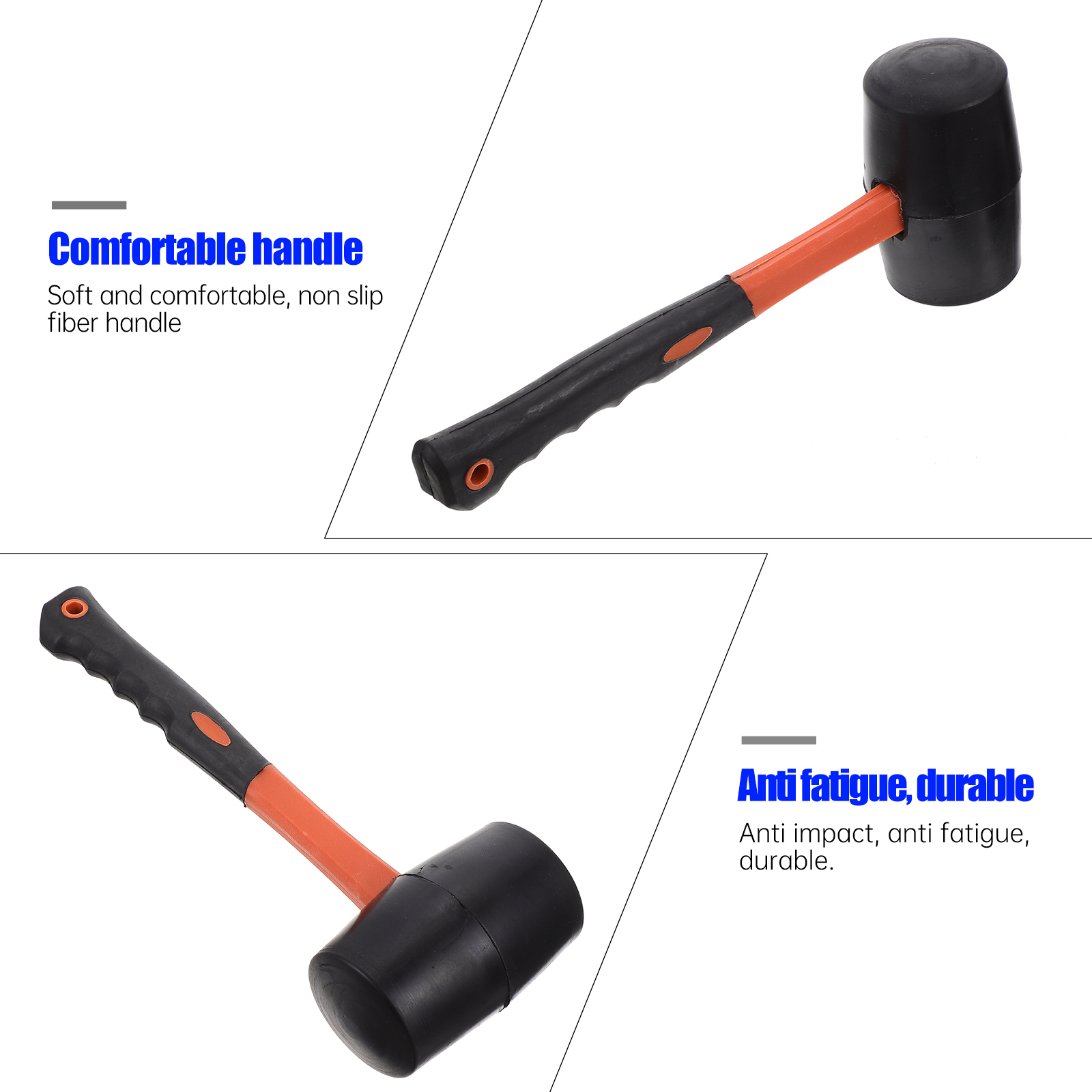 Masteelf 2 pcs  Non-slip Rubber Mallet Head Hammer Flooring Installation Mallet Hammer