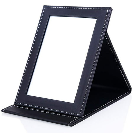 Portable Foldable Vanity Mirror Large With Adjustable Stand Pu Leather Cover Folding Tabletop Makeup For Travel Black Canada Portable Foldable Vanity Mirror Large, How To Make A Vanity Mirror In Minecraft