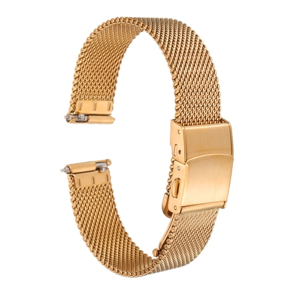 Uxcell Stainless Steel Mesh Watch Band Quick Release Metal Watch Strap Adjustable Fold Clasp Replacement Bands Rose Gold 14mm