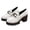 White, variant on Print Platform Loafers For Women Chunky Block Heel Comfortable Office Footwear