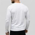 thumbnail image 6 of Men's Crew Neck Long Sleeve T-Shirt, Soft Stretch Casual Pullover Tee, Basic All Season Layering Essential for Fall Winter, Streetwear and Daily Wear White L, 6 of 9