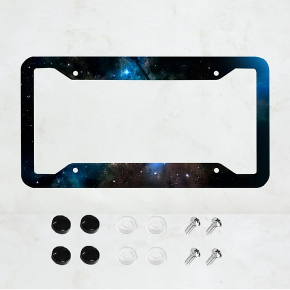 1 piece, Galaxy license plate frame, outer space license plate frame, Starry license plate frame, front and rear license plate cover,4-hole general license plate, car decoration,size 12x6 inch