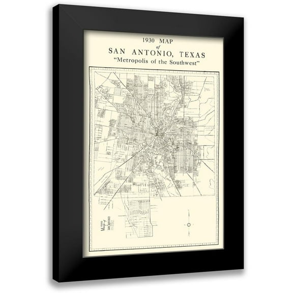 National 11x14 Black Modern Framed Museum Art Print Titled - San Antonio Texas - National 1930