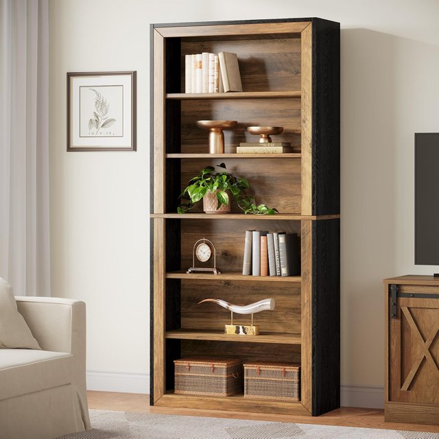Tribesigns 74.4'' Tall Bookcase, 7 Tiers Wood Open Display Floor Bookshelf