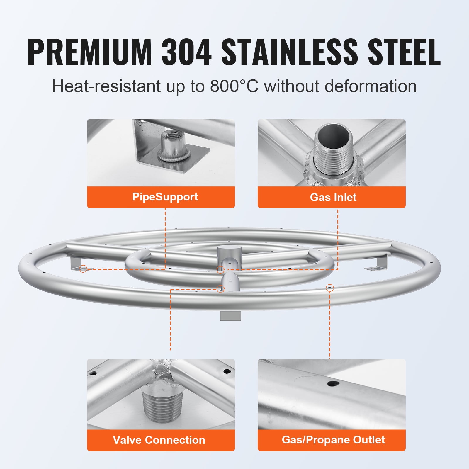 BENTISM 18.03" x 18.03" 150,000 BTU Propane and Natural Gas Stainless Steel Fire Pit