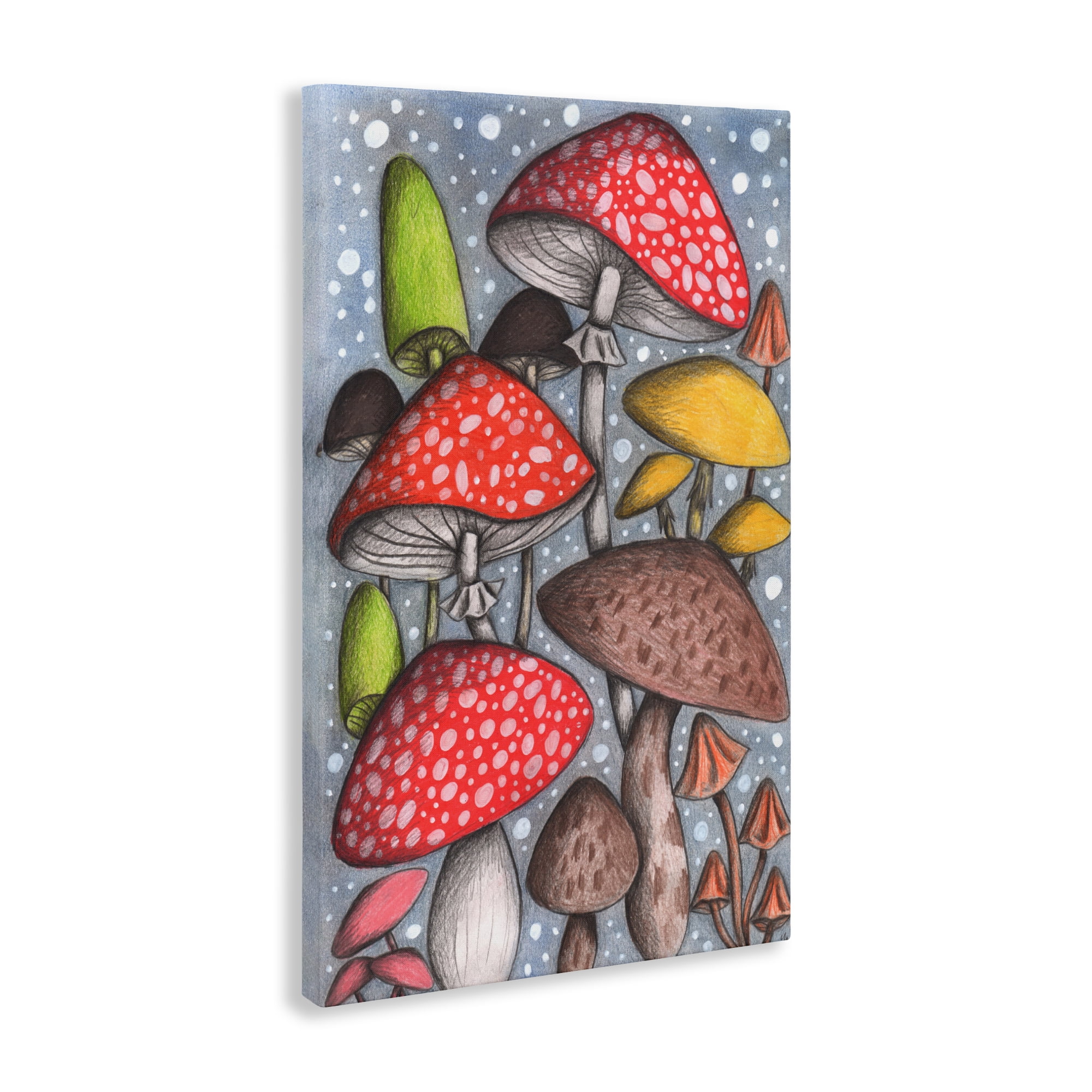 Sketched Magical Mushrooms Canvas Wall Art, design by Cecilia Battaini
