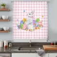 thumbnail image 5 of Easter Sheer Curtains 54 Inches Long, Spring Watercolor Bunny Eggs Butterflies Pink Plaid Light Filering Curtains, Breathable Simi Curtain Privacy Drapes for Kitchen Bathroom Nursery Window Treatment, 5 of 9