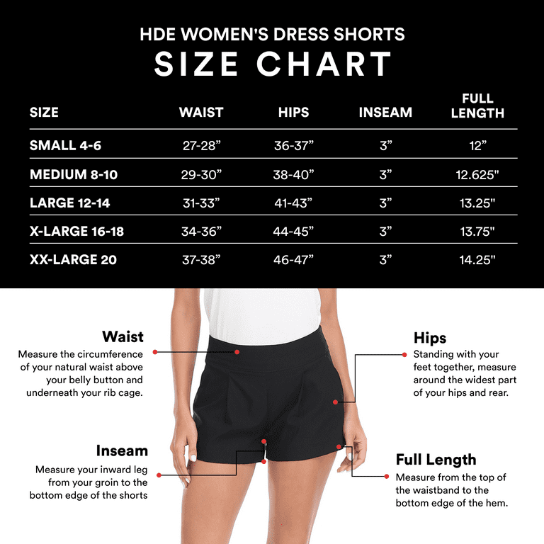 HDE Women's Chino High Waisted Summer Dress Shorts, Charcoal HDE Women's Chino High Waisted Summer Dress Shorts, Charcoal