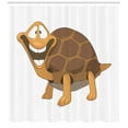 thumbnail image 3 of Smile Shower Curtain, Scene of a Single Happy Turtle Laughing Friendly Caricature, Fabric Bathroom Set with Hooks, 69W X 70L Inches, Apricot Umber White and Dimgray, by Ambesonne, 3 of 3