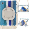 thumbnail image 3 of For Samsung Galaxy Tab A8 10.5 inch SM-X200/SM-X205 Case, 360 Rotatable Handle Stand, Shoulder Strap, Drop-Proof Design, Colourful Blue, 3 of 7