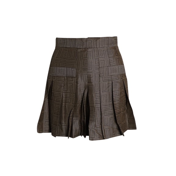 Pre-Owned Sandro Gael Layered Pleated Jacquard Shorts in Multicolor Viscose