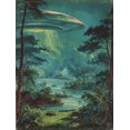 thumbnail image 1 of Qisvanset Toile Murale Rétro SciFi Ovni Invasion Extraterrestre 15,75 X 11,81 Pouces, 1 of 8