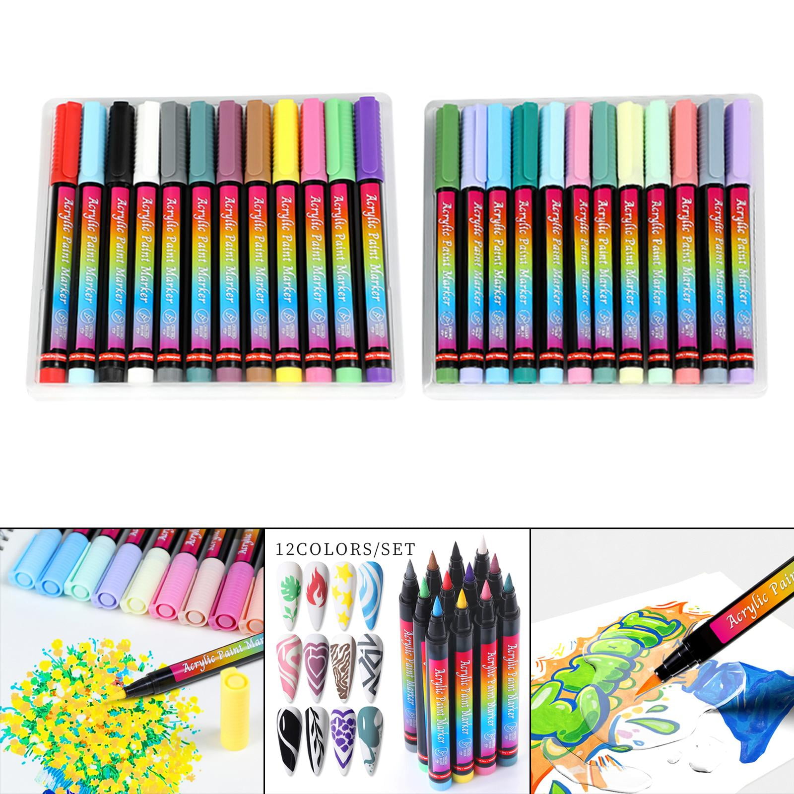 FVDPWYE Metallic Marker Pens Watercolor Pen Kit Painting Smooth for 24 Colors C 24 Colors