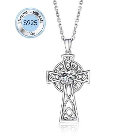 MomentWish 1 Carat Moissanite Cross Necklace for Women 925 Sterling Silver Easter Christian Mother's Day Gifts