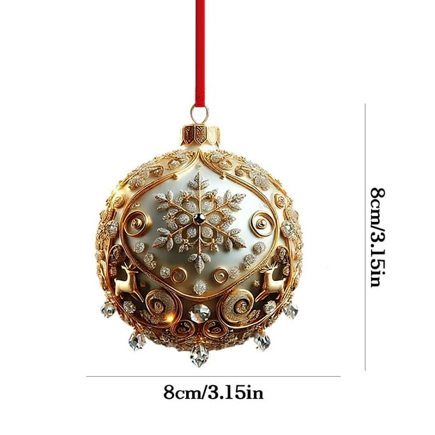 Yhmxh Bola de Navidad 2D, colgante plano de acrílico, decoración para árbol de Navidad, accesorios para decoración navideña.