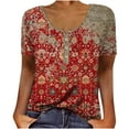 thumbnail image 1 of Blouses à Manches Courtes pour Femmes T-Shirt à Col Rond Décontracté à Imprimé Floral pour Femmes Tuniques à Manches Courtes Hauts Blouse Femme Hauts à Manches Courtes Femme Blouse à Manches Courtes Hauts à Manches Courtes pour Femmes, 1 of 6