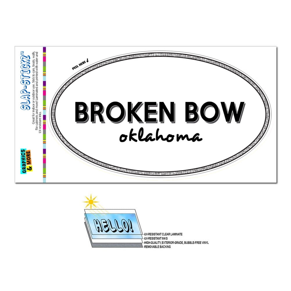 Broken Bow, OK Oklahoma Black and White City State Oval Laminated Sticker