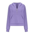 thumbnail image 5 of IROINNID Hoodie for Women Solid Casual Pullover Loose Fit Long Sleeve Fall Basic Tops with Zipper Pocket,Purple, 5 of 6