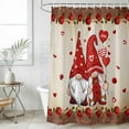 thumbnail image 6 of Valentine's Day Shower Curtain, Waterproof Shower Curtains for Bathroom, Farmhouse Gnomes Love Red Rose Wooden Washable Fabric Bathtub Curtain Set Bath Decor with 12 Hooks Stall 36"x72", 6 of 6