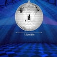 thumbnail image 2 of Festive Hanging Disco Ball, Reflective Glass Squares Party Decoration for Disco Light Effect, Home Decoration Mirror Disco Ball, Lightweight & Easy Installation (6Inch,Silver), 2 of 4