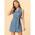thumbnail image 2 of INSPIRE CHIC Vestido Vaquero Sin Mangas Con Botones Y Cinturón Para Mujer Azul claro XS, 2 of 5