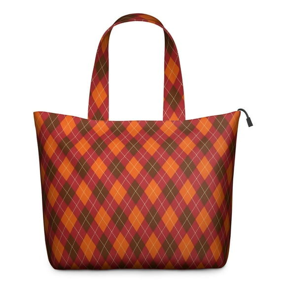 Red and Orange Argyle Pattern Travel Tote Bags for Women Carry On,Large Weekender Bags for Women Travel,Multi Functional Duffle Bag for Work,Shopping,Sports
