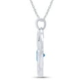 thumbnail image 3 of Blue Topaz I LOVE YOU MOM Double Heart womens Pendant Necklace 14k White Gold Over 925, 3 of 6