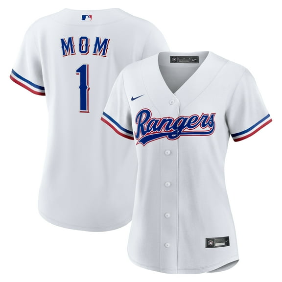 Women's-Nike White Texas Rangers #1 Mom Home Replica Jersey