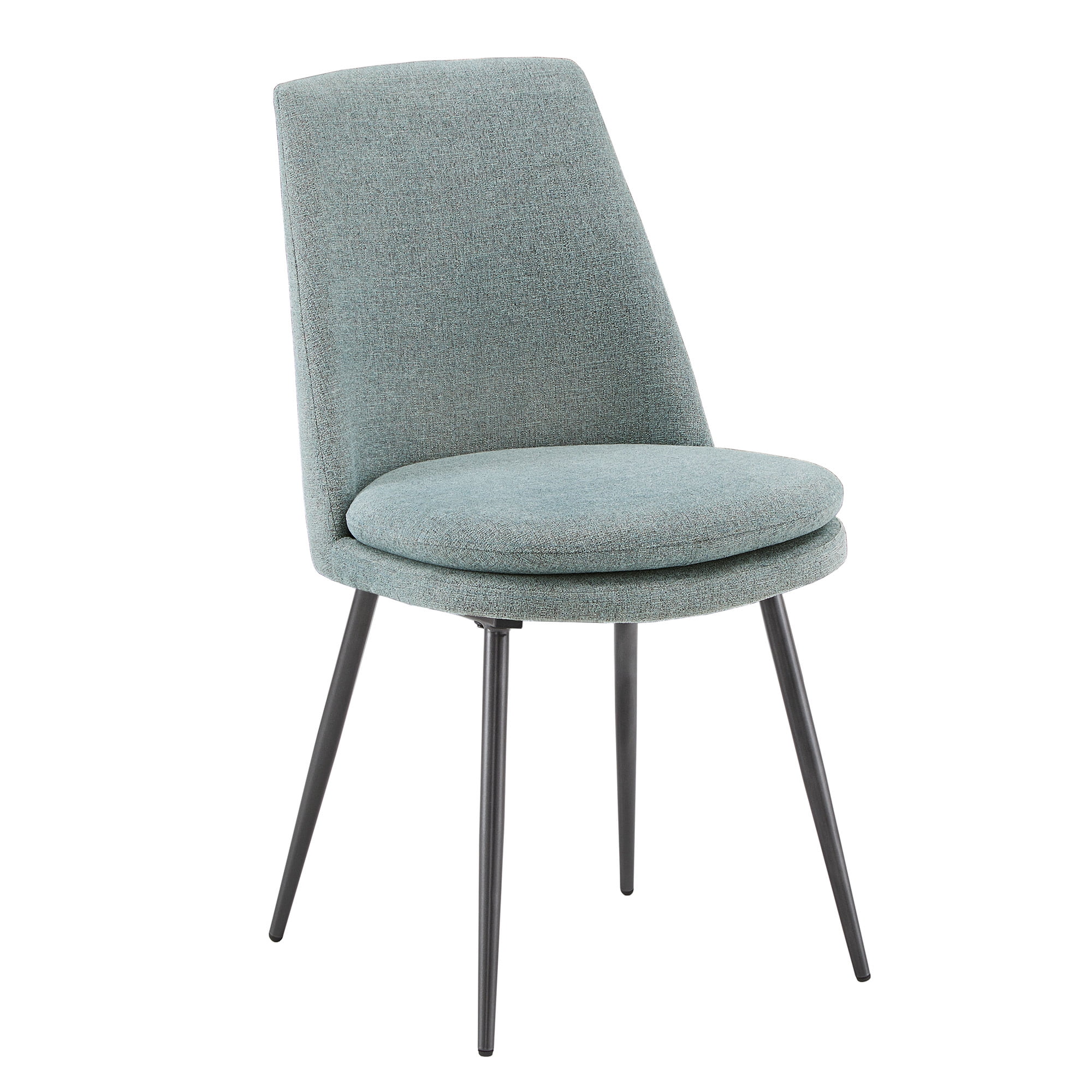 Weston Home Aurthur Upholstered Dining Chairs, Set of 2, Pale Blue Chenille, Black Legs