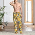 thumbnail image 2 of Pofeuu Vintage White Yellow Sunflower Print Men's Pajama Pants, Soft Lounge Pajama Pants with big pockets for Men Plaid Pj Bottoms-Small, 2 of 6