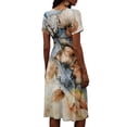 thumbnail image 5 of Elegant Dresses for Women V Neck Wrap Stretchy Waist Summer Sun Dress Casual Loose A-Line Knee Length Swing Dress, 5 of 5