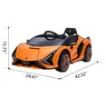 thumbnail image 3 of Lamborghini Electric Ride On Car, SESSLIFE 12v Remote Control Ride On Sports Car, Ride On Toys with Suspension, Headlight, 3-point Seat Belt, Orange, TE1940, 3 of 10