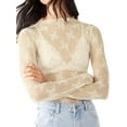 thumbnail image 2 of Womens Sheer Mesh Layering Top Long Sleeve Mock Neck Lace Floral See Through Shirt Tops Y2k Aesthetic Blouse Top, 2 of 6